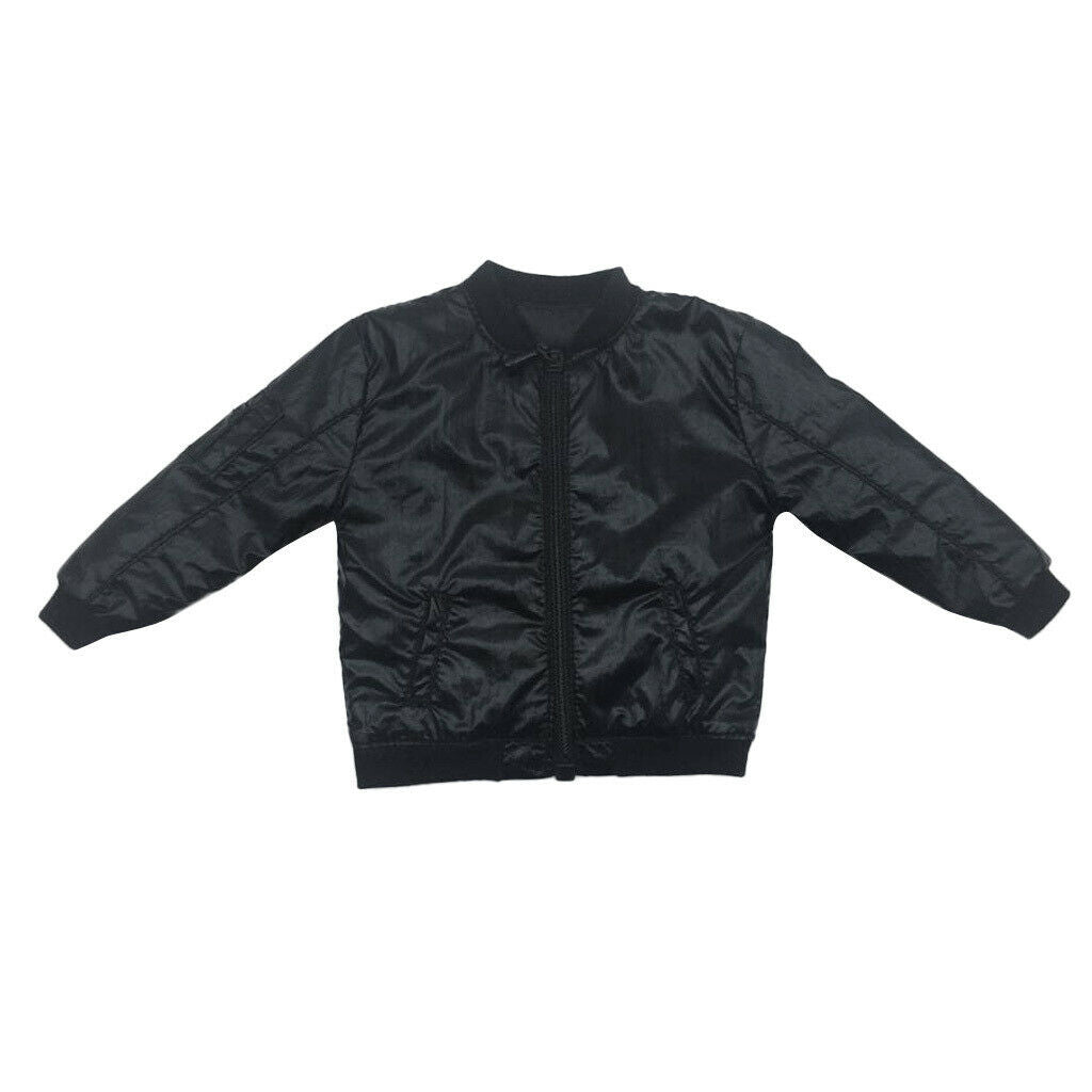 1/6 Scale Faux Leather Long Sleeve Jacket For 12'' Action Figures Black
