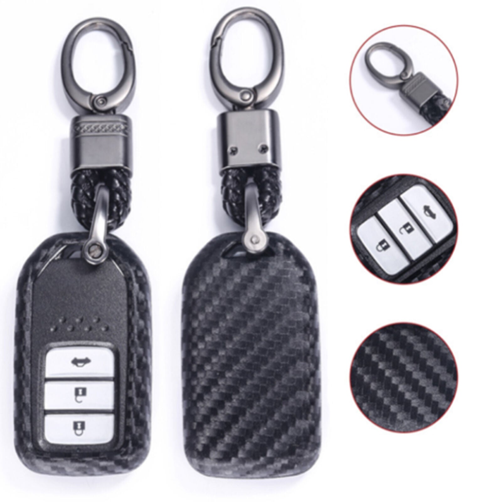 Carbon Silicone Car Key Fob Case Cover Holder Keychain Fit Accord CRV HRV Civic
