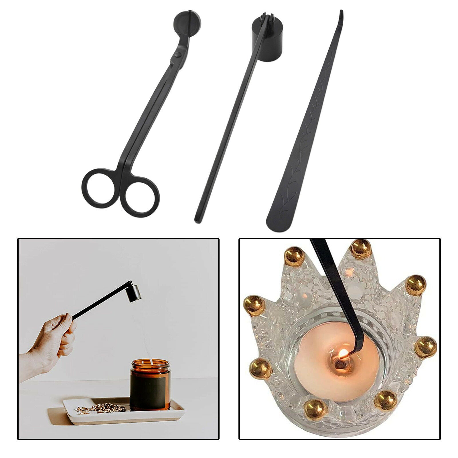 3Pcs Candle Wick Trimmer Snuffer Dipper Candlewick Hook Extinguish Tool