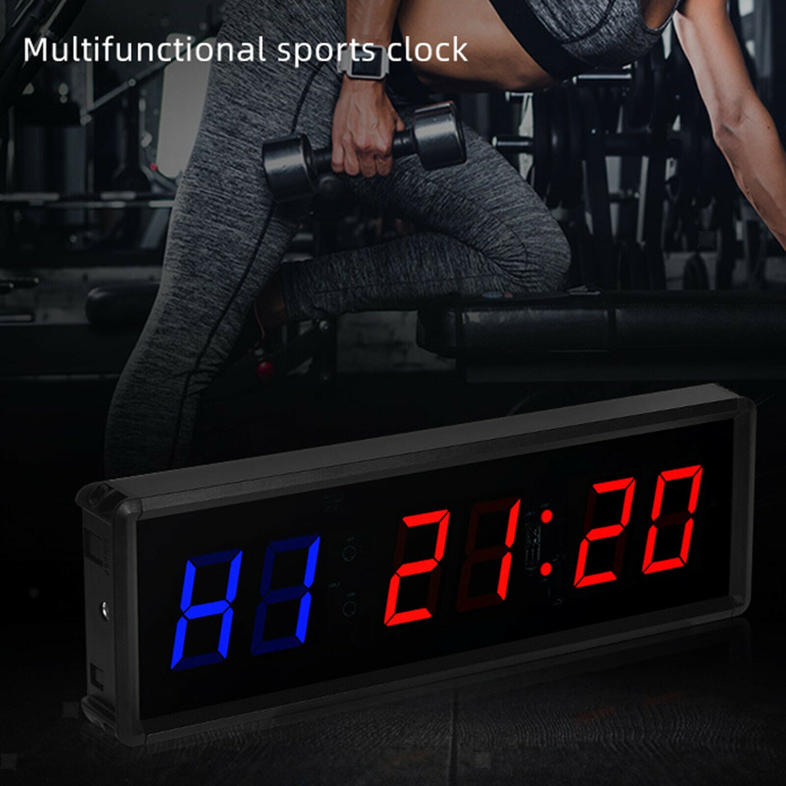 1.5'' Interval Timer Stopwatch Gym Fitness Wall Clock with Remote US Plug