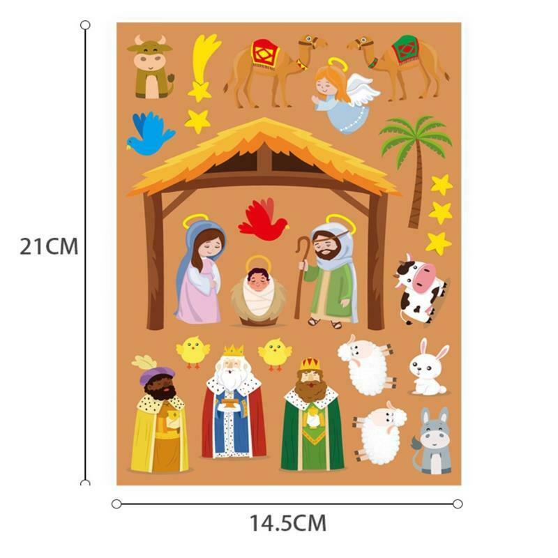 1 Set Children Cartoon Christmas Nativity DIY Scene Christian Manger Decorat KX