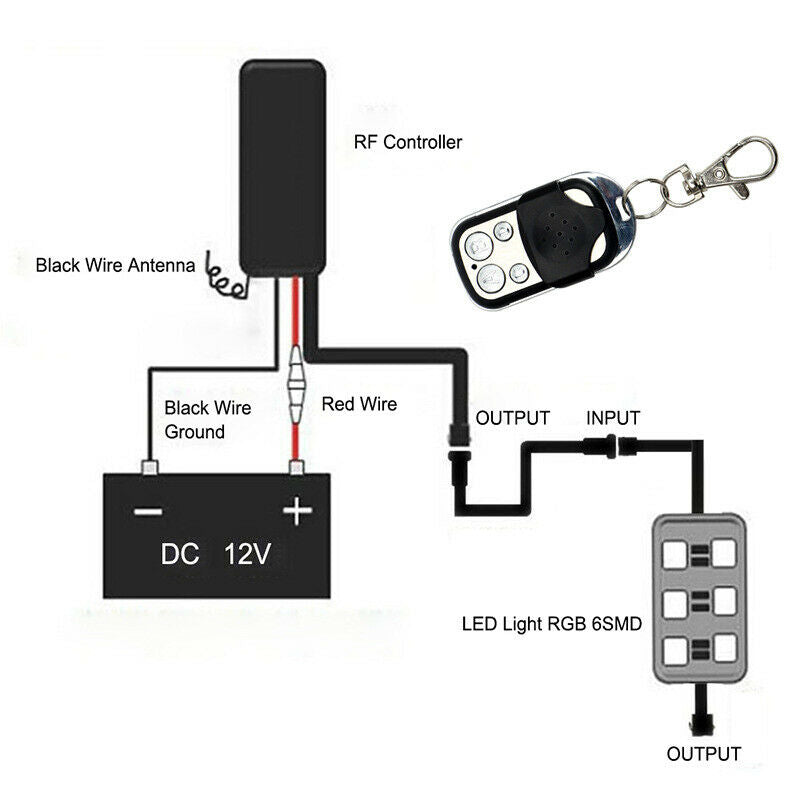 4PCS Motorcycle Car RGB LED Atmosphere Light Remote Control Smart Brake Light