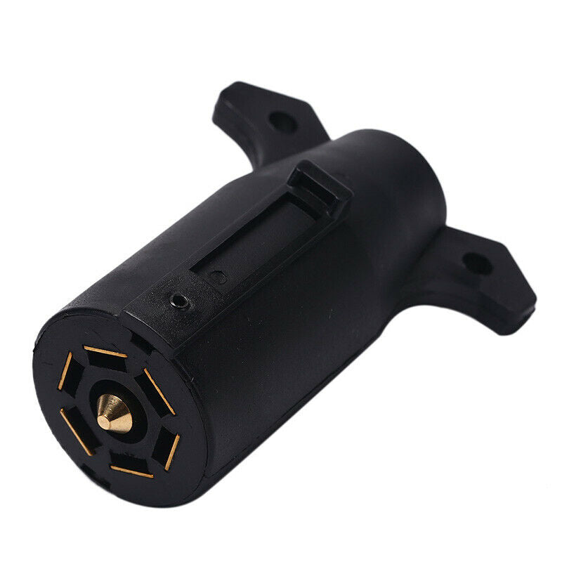 7 Way Round RV Style Trailer Light Plug Connector Adaptor Camper Boat Car Td Kt