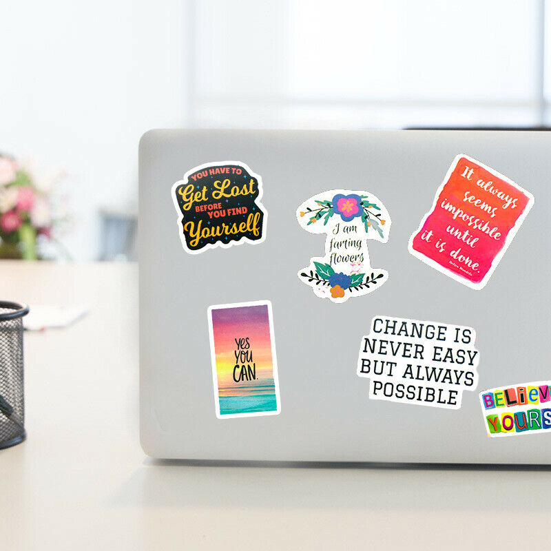 100pcs English Inspirational Text Stickers For Skateboard  Guitar Luggage Lap Kt