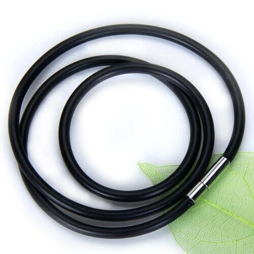 3pcs 3mm Black Silicone Rubber Necklace Chain Cord for Men Women 20" 22'' 24"