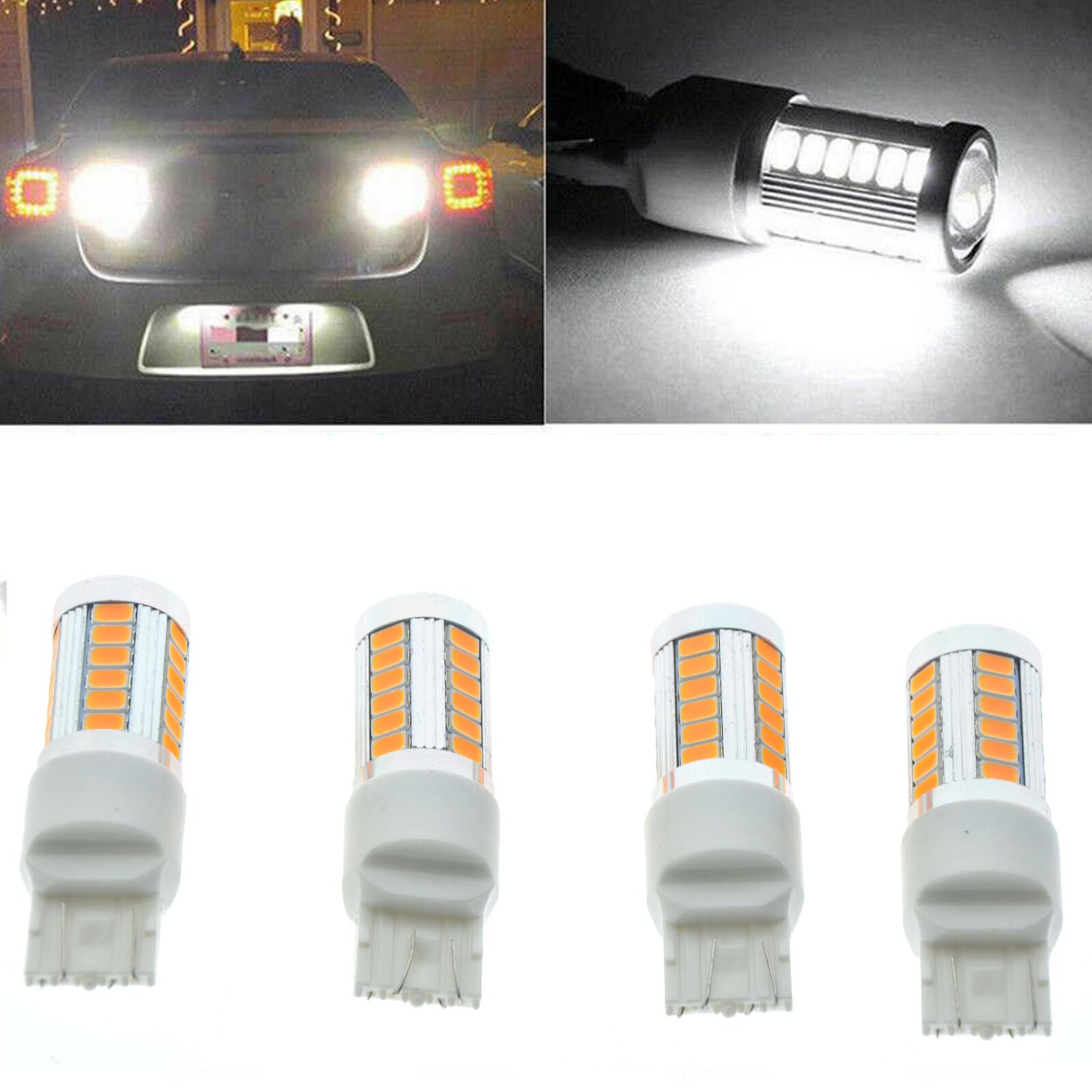 4X T20 7440 7443 W21W 33SMD LED Canbus Car Reverse DRL Backup Brake Light