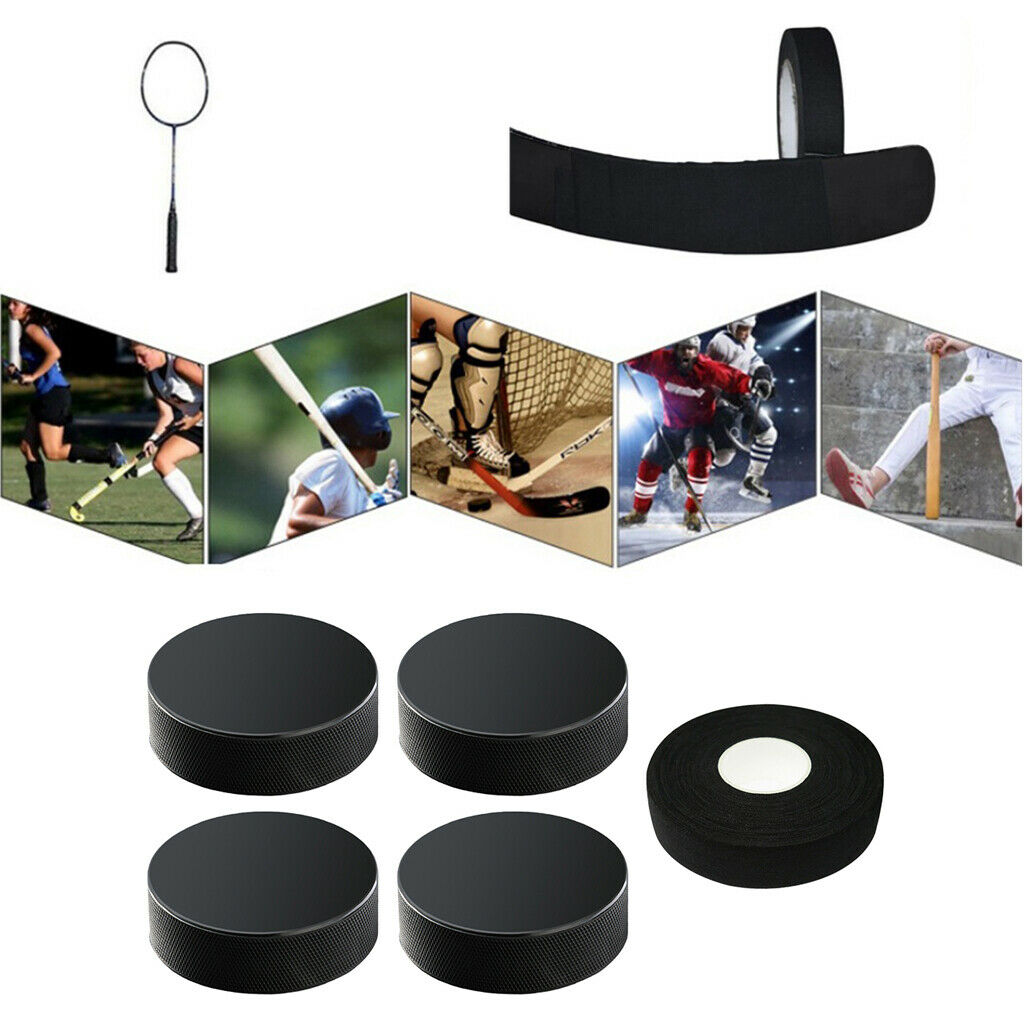 Rubber 4pcs Hockey Pucks Training Ice Hockey 25yads Wrapper Bands Bandage