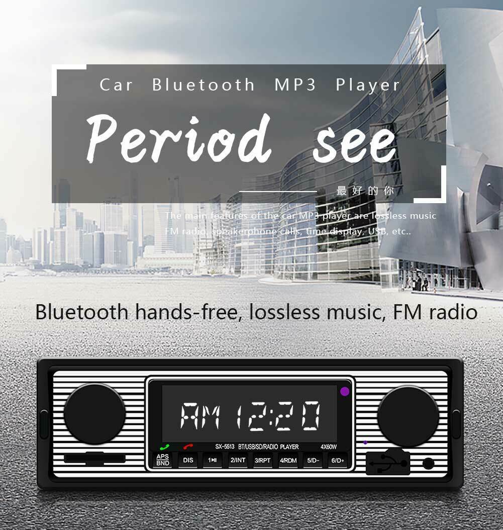 Car Radio 1 DIN Stereo FM Bluetooth MP3 Audio Player Cellphone Handfree Digital