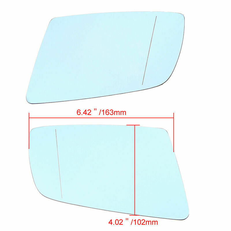 1Pair Fit BMW E60 525i 528i 530i 535xi 550i 2003-2010 Mirror Glass Heated Blue