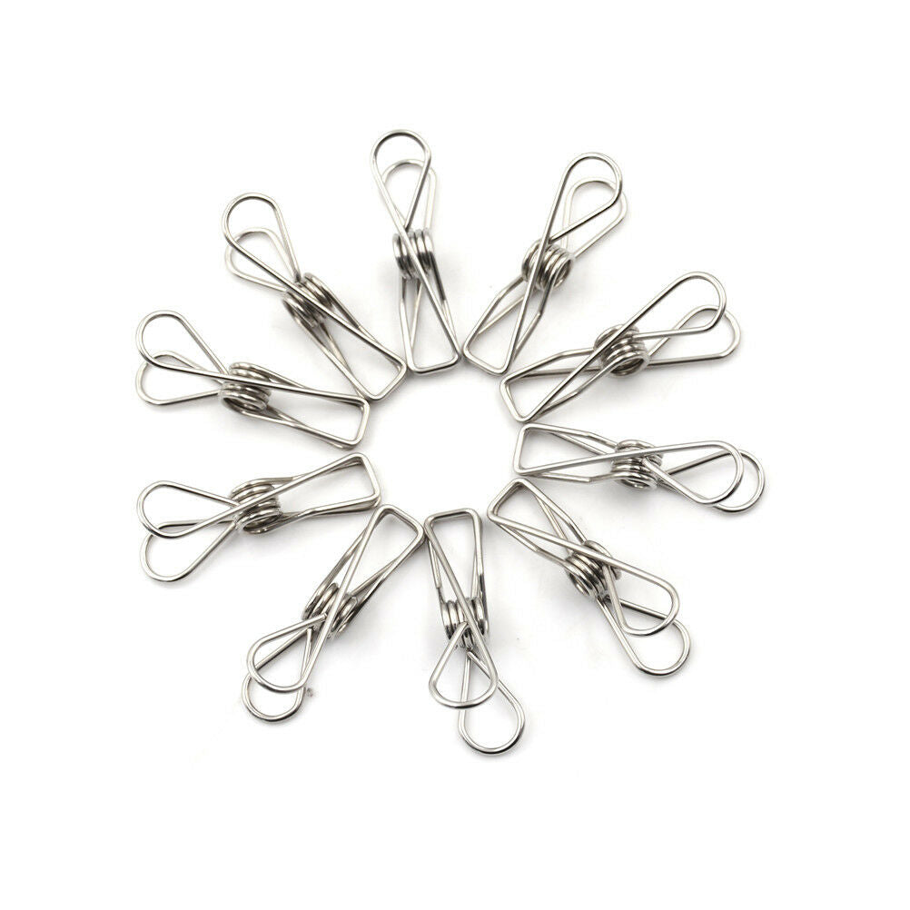 10Pcs Metal Clothes Pegs Stainless Steel Washing Line Hanger Photos Cli.l8