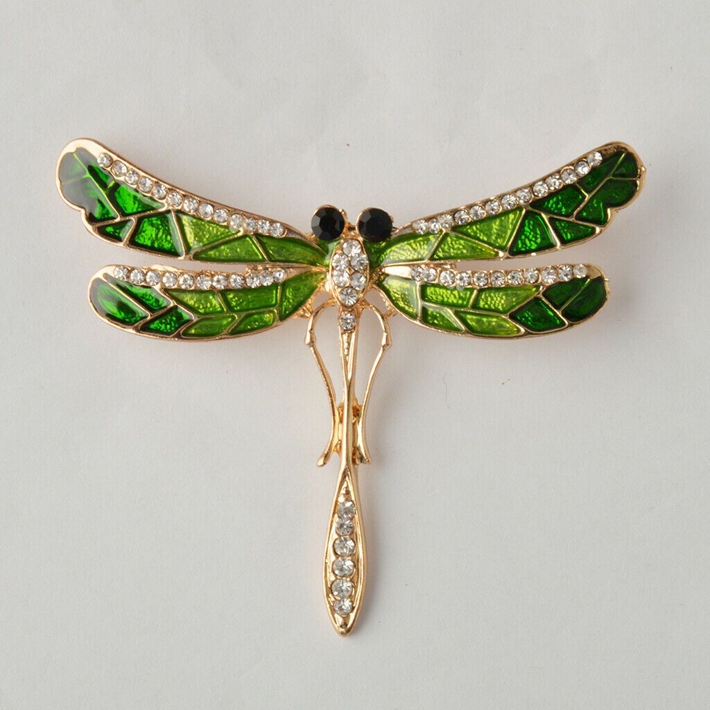 2pcs Women Alloy Metal Crystal Rhinestone Dragonfly Pin Brooches