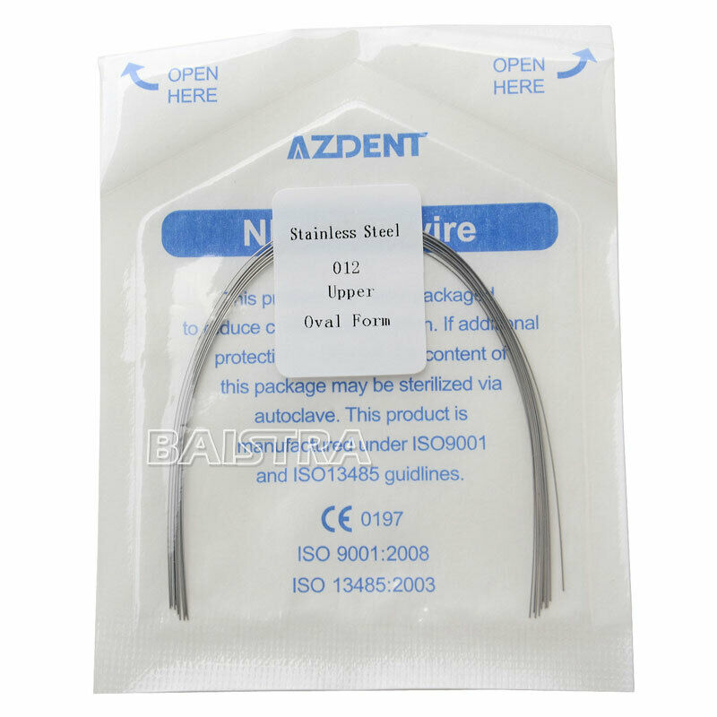 50xDental Ortho Round Arch Wire Ovoid Form Stainless Steel 012Upper AZDENT 500Pc