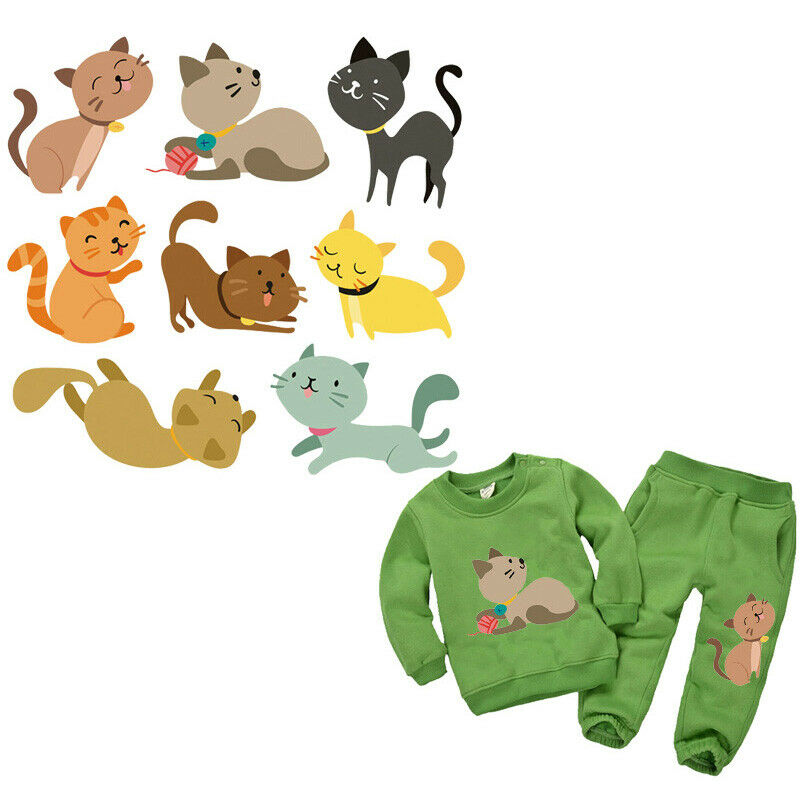 Cat Iron on Patches Heat Transfer Stickers DIY Tops Bad Pb