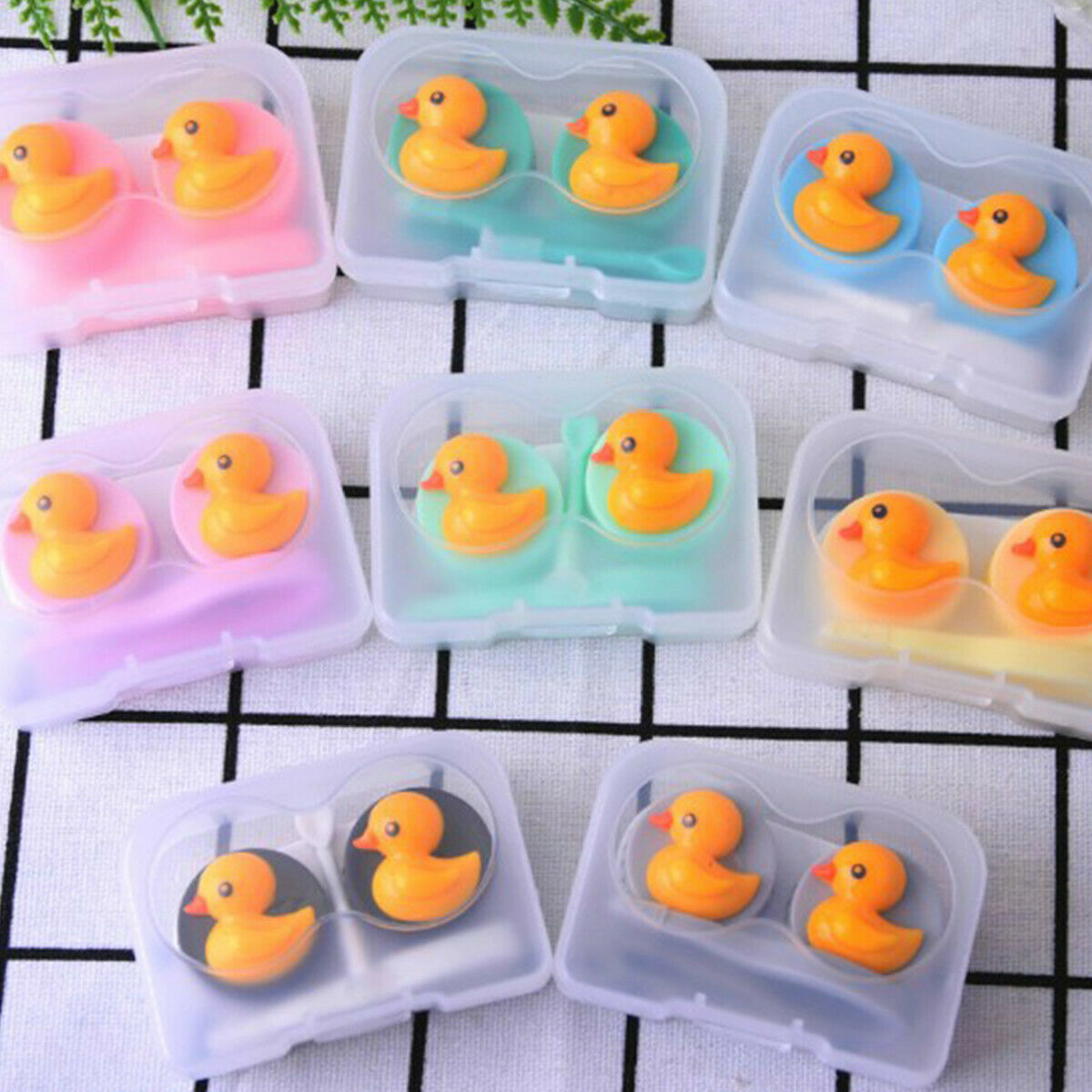 1Box Travel Portable Cute Duck Contact Lens Storage Box Case Holder Organizer