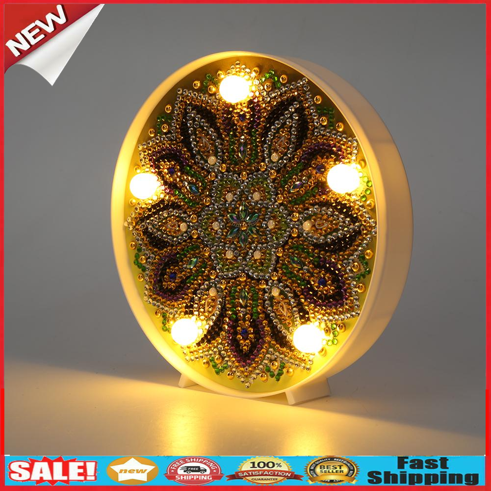 DIY Special Full Drill LED Diamond Painting Light Mandala Cross Stitch Lamp @