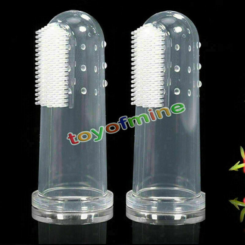 4x Soft Finger Toothbrush Pet Dog Oral Dental Cleaning Teeth Care Hygiene Brush