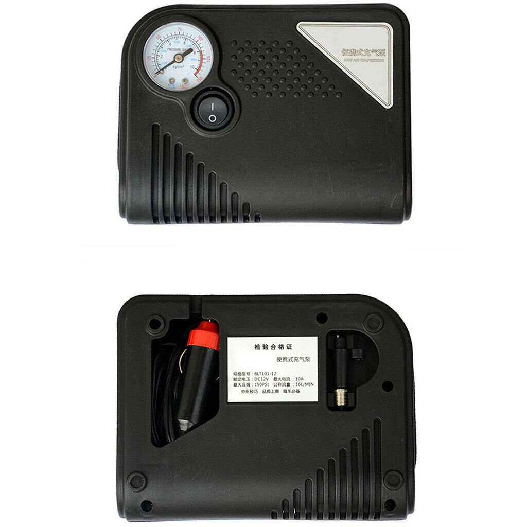 Electric Air Compressor Tire Inflator Black ABS