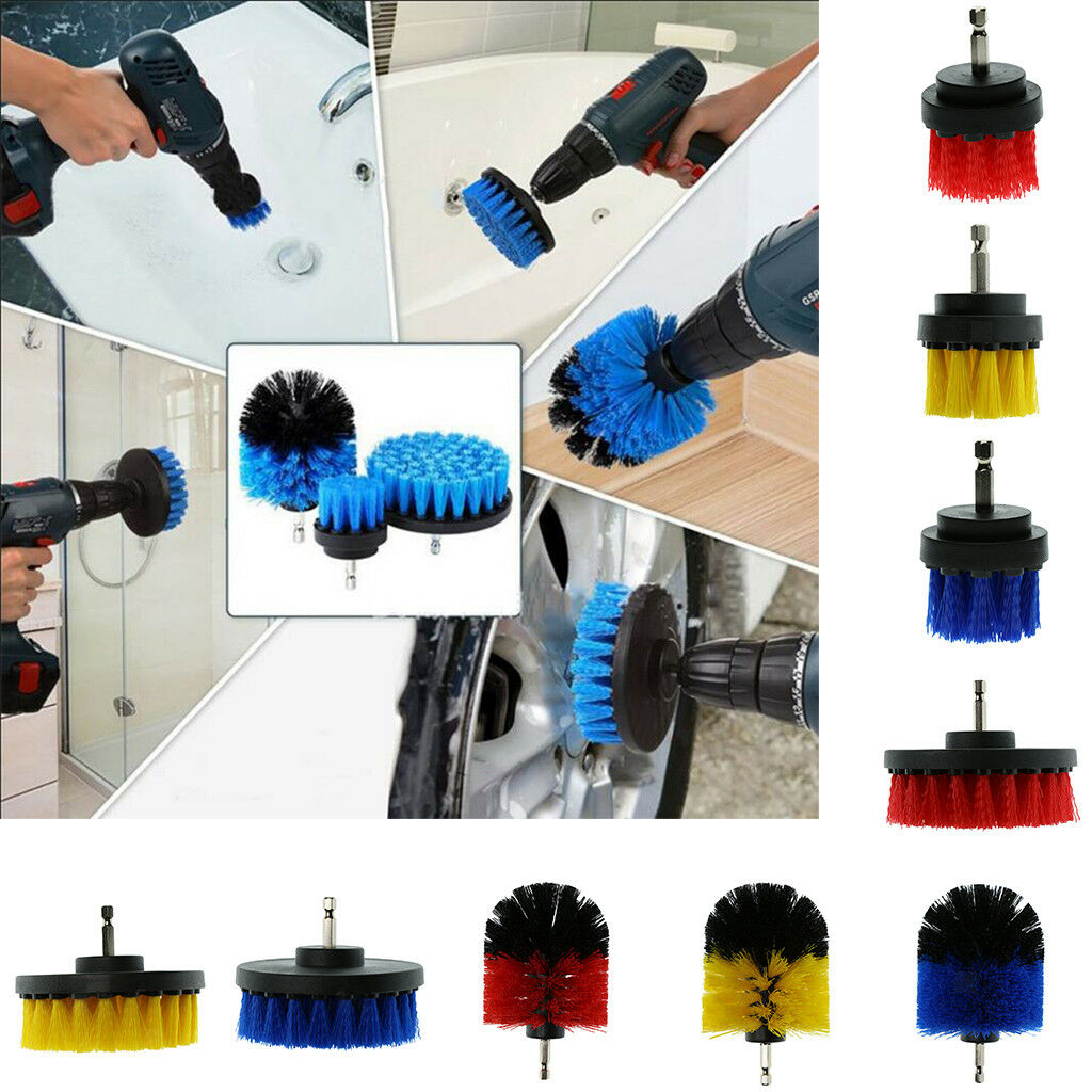3pcs Tile Grout Power Scrubber Electric Drills Brush Rotary Tub Cleaner Red