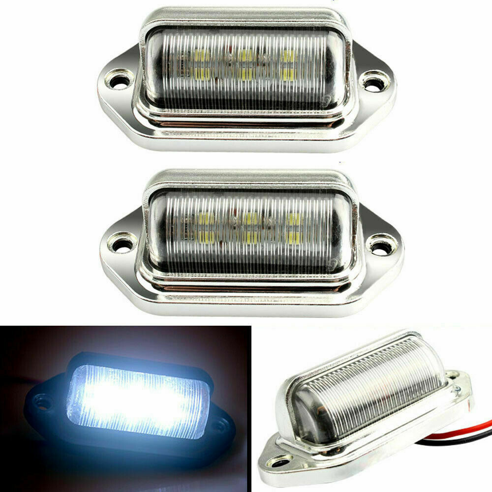 2x Chrome 6 LED License Plate Tag Light Lamp for Truck SUV Trailer Van Universal