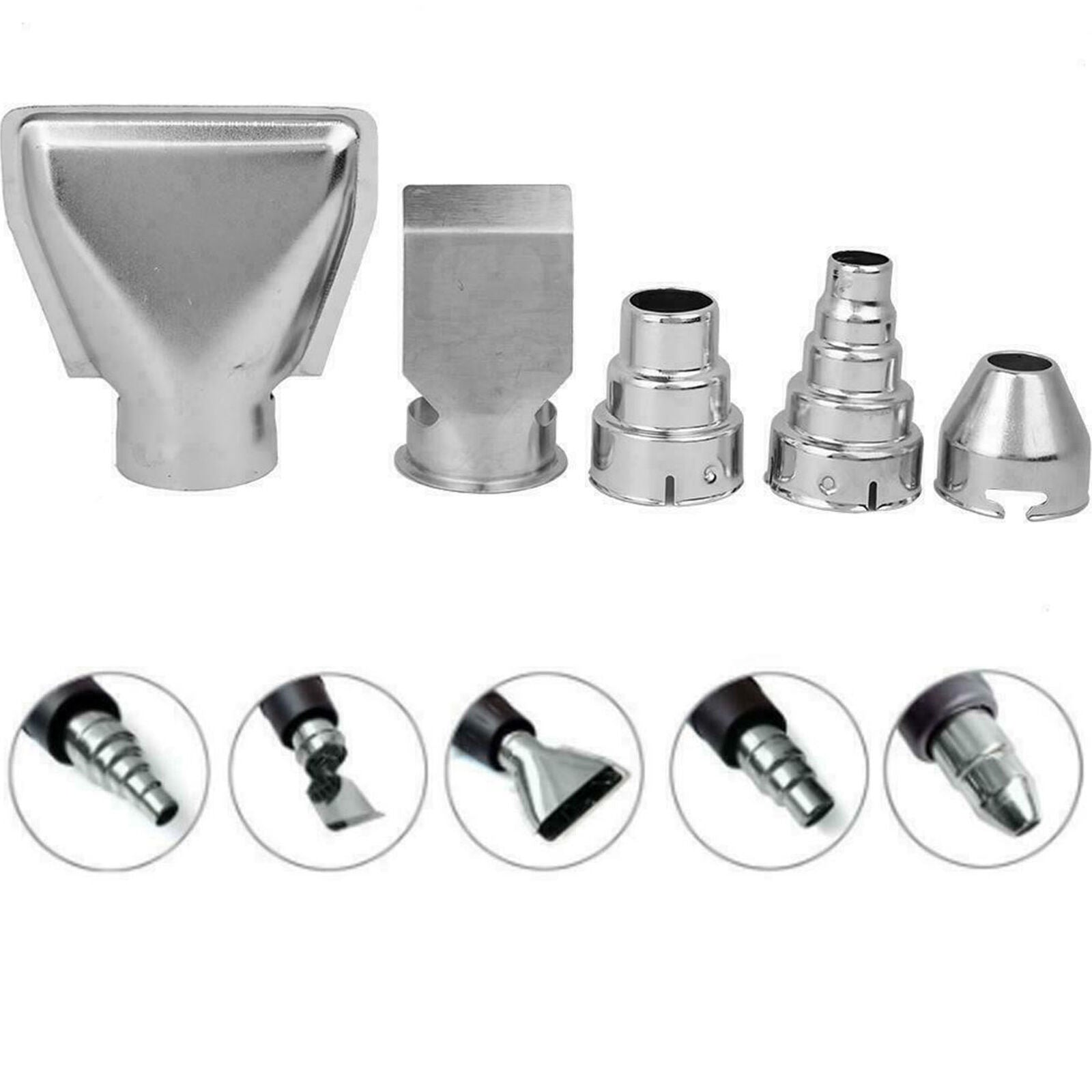 5pcs/set Stainless Steel Hot Air Gun Nozzles Durable Heat Blower Accessories