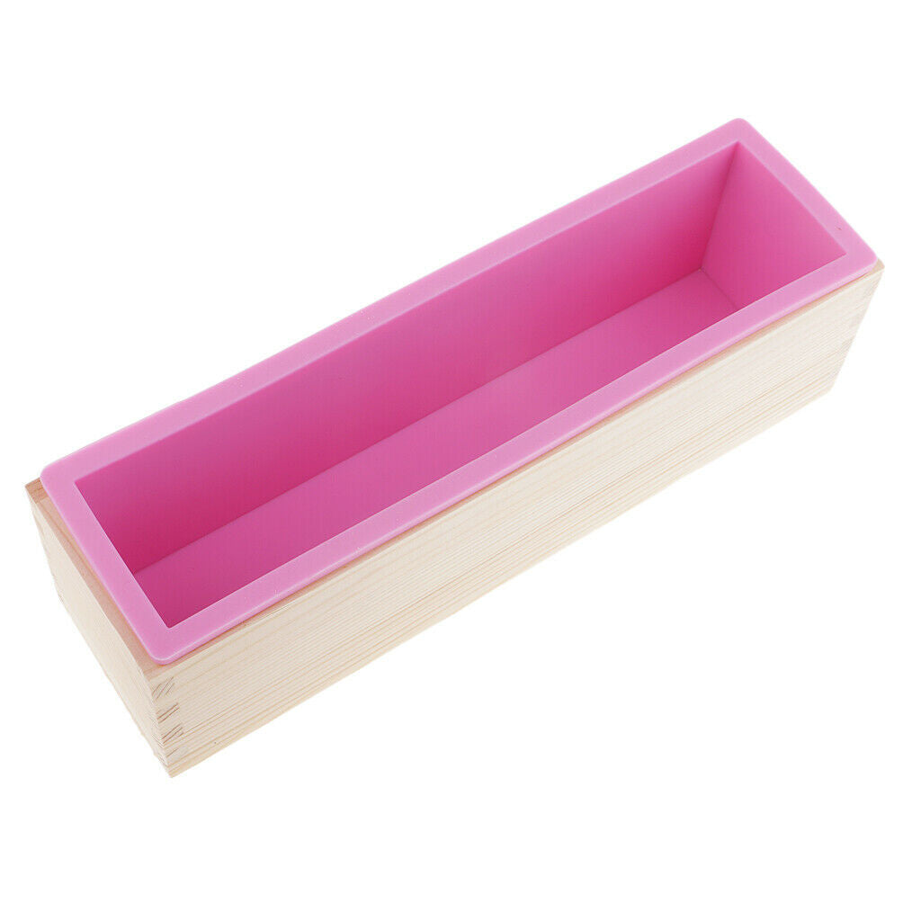 2X Flexible Soap Mold Wooden Box DIY Toast Loaf Cake Baking Crafts Mould 900ml