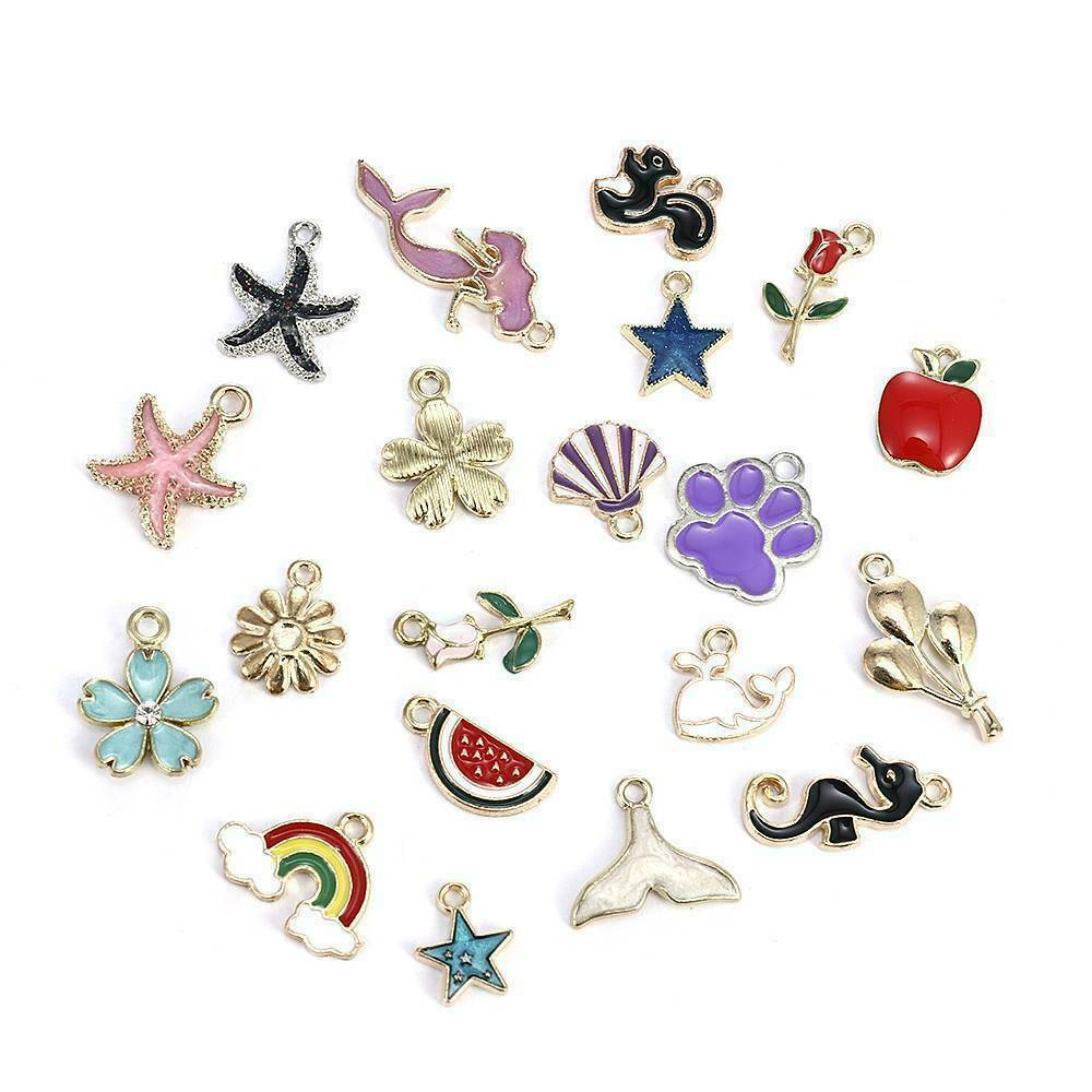 20x/lot Enamel Mixed Random Send Alloy Pendant Charms Jewelry DIY Accessories