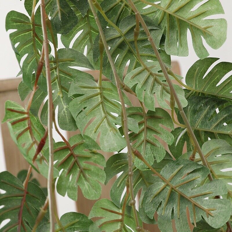 2 Pcs Artificial Monstera Vines 2.62 FT Turtle Leaf Rattan Faux Greenery MonstE7