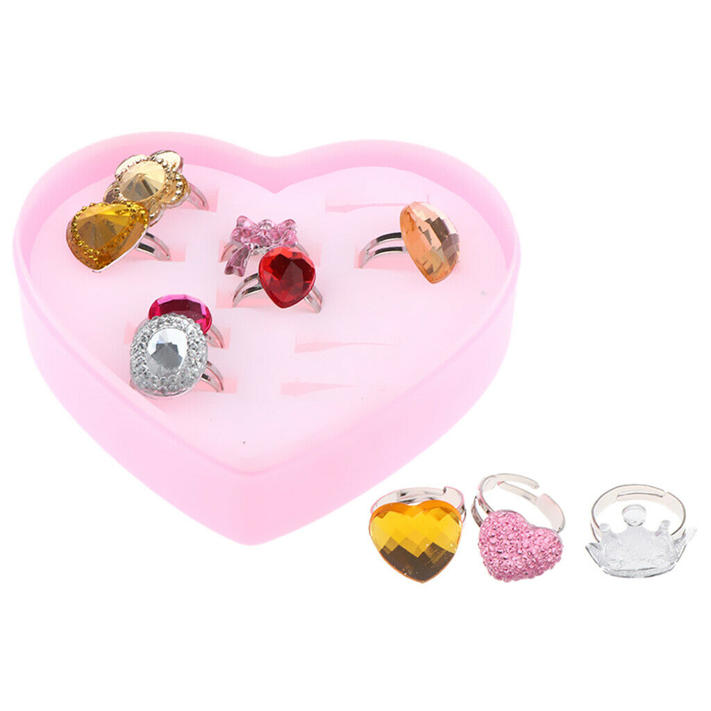 10pcs Kids Rings in Box, Cute Cartoon Ring, Rings for Little Girls