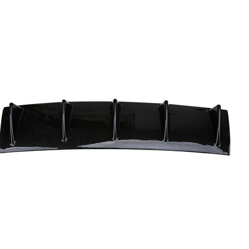 Universal Carbon Black Rear Bumper Lip Diffuser Shark Fin Car Back Splitter 5