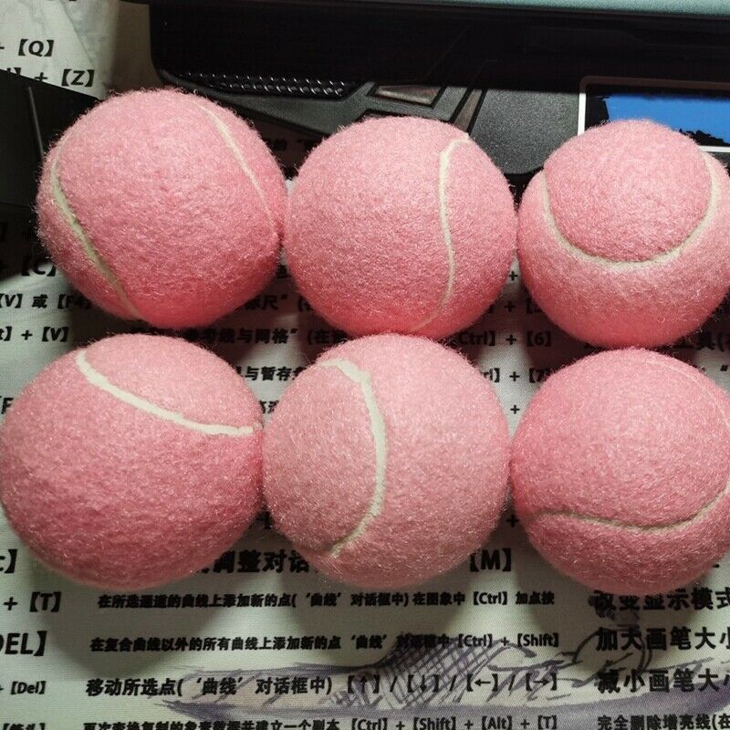 6Pcs Pack Pink Tennis Balls Wear-Resistant Elastic Training Balls 66mm LadieD8K8
