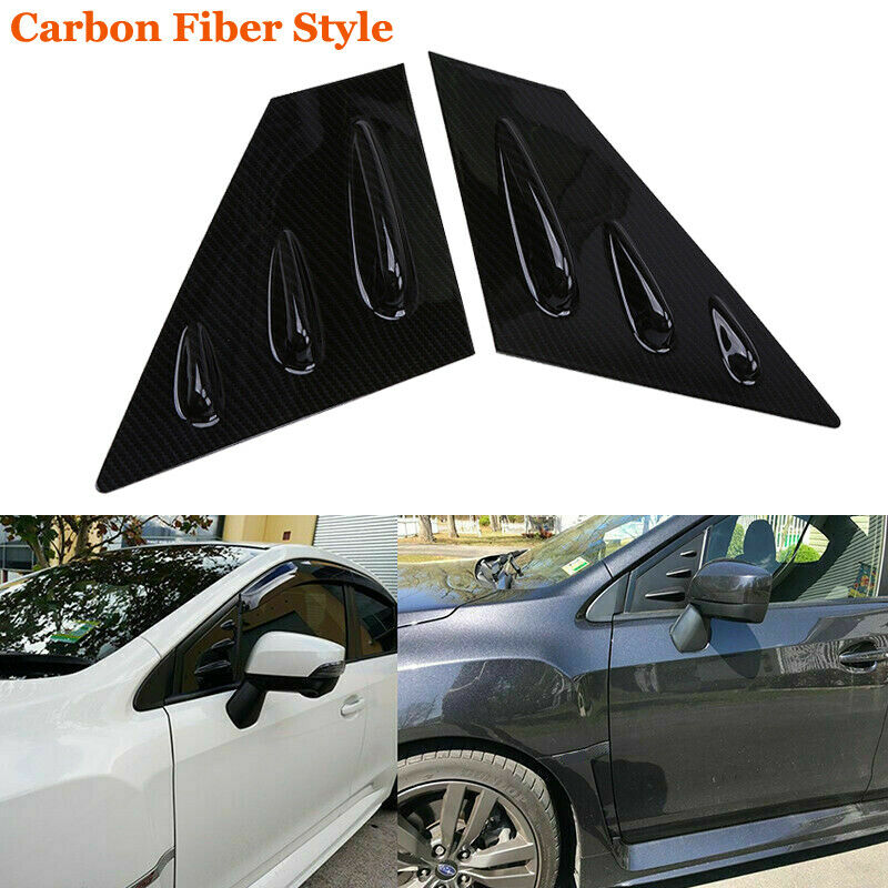 2x Carbon Fiber Rear Side Window Louvers Shutter Cover For Subaru WRX STi 15-20