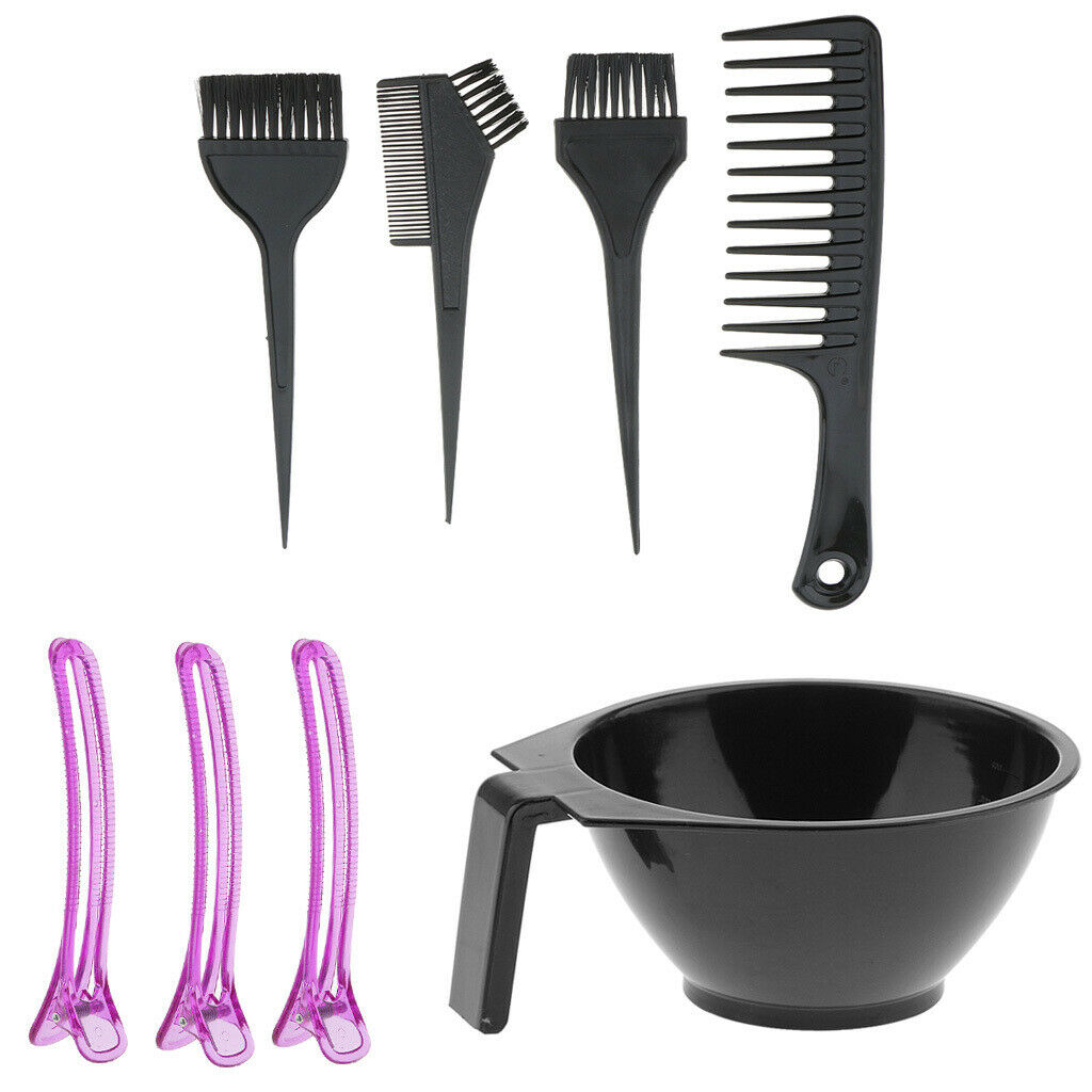 8x Salon Barber Hair Dyeing Brushes Detangling Comb Bowl Styling Tools Kit