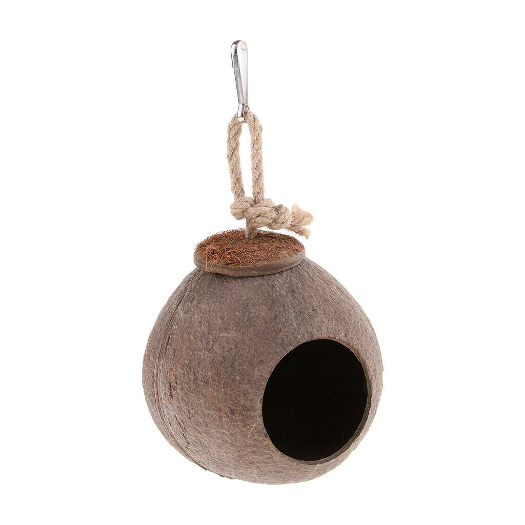 Coconut Shell Bird Nest House Hut for Pet Parrot Hamster Gerbil Mice Cage