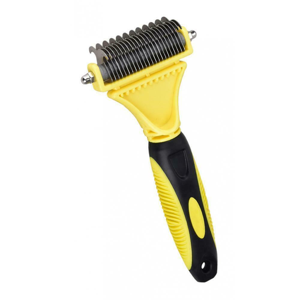 Pet Dog Deshedding Comb Short Long Hair Brush Rake Grooming Tool Yellow