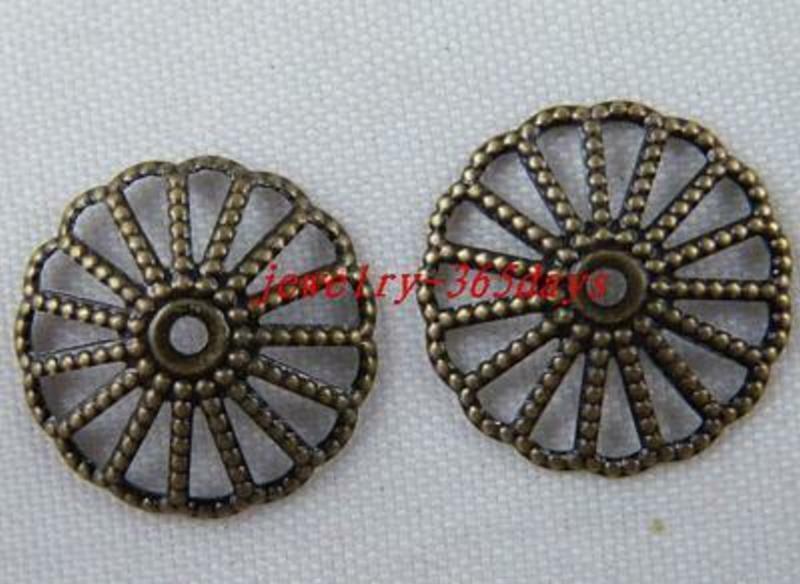 400pcs Bronze Plated Large Flower Bead Caps 14.5x2mm s112