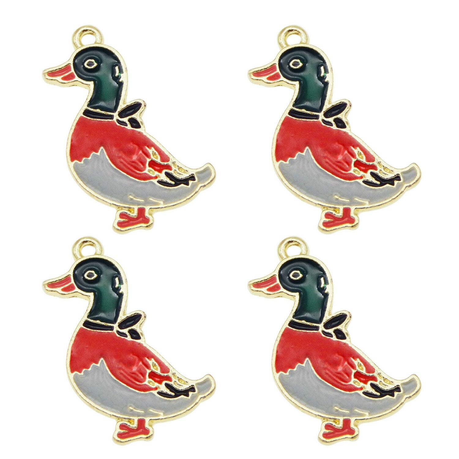 8PCS Multi-Color Enamel Duck Wild Goose Poultry Charms Pendant DIY Making Crafts