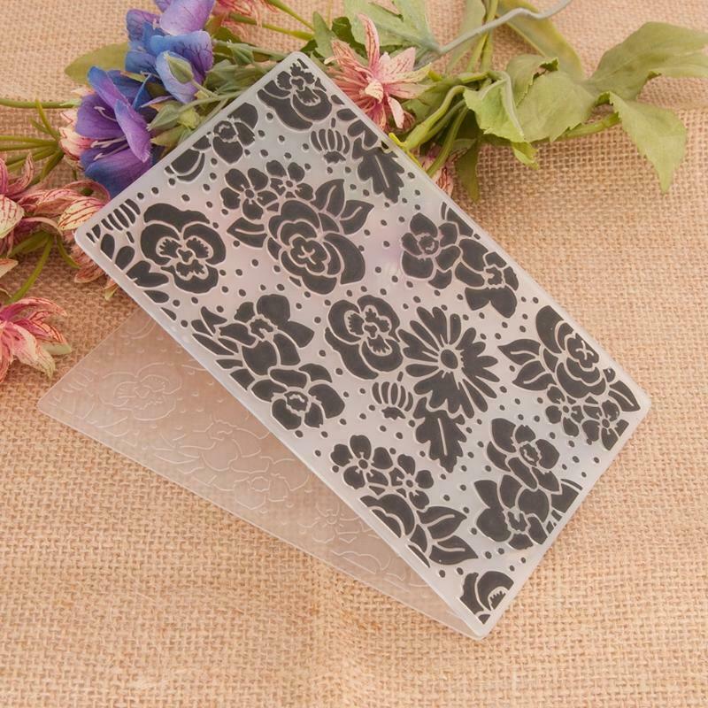 Plastic Embossing Folder DIY Embossed Crafts Making Flower Pattern Background
