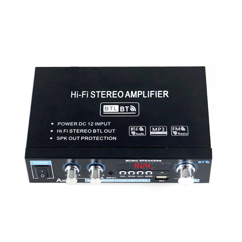 110V 12V 600W Bluetooth Power Amplifier Home Stereo 2CH AMP FM Radio SD USB A03