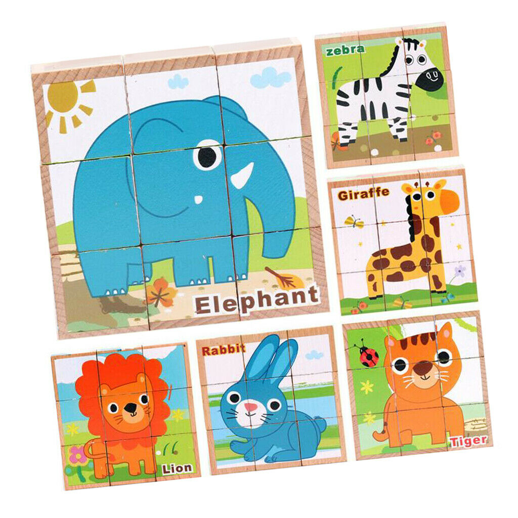 Wooden Animals Building Blocks Preschool   Block Jigsaw Travel Puzzle