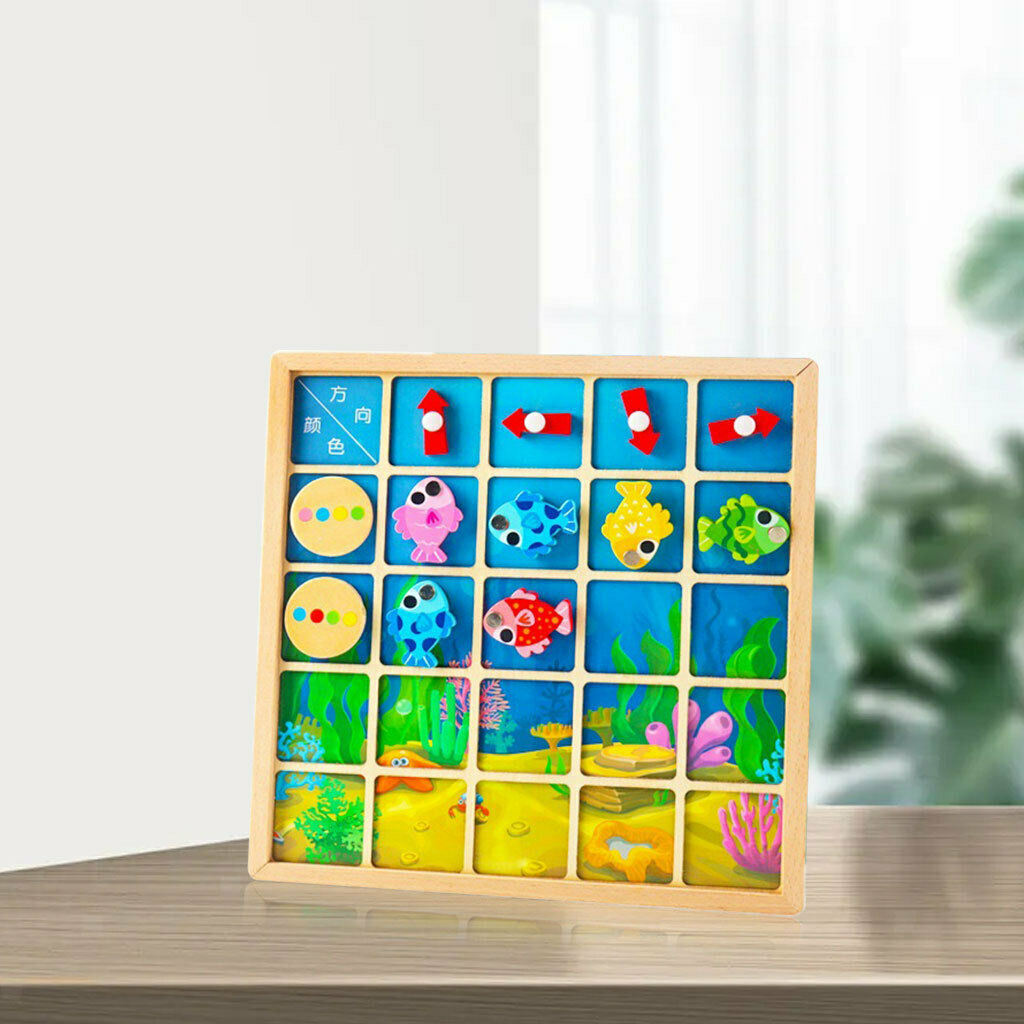 Wooden Puzzle Sensory Board Direction Cognitive Arrow Fishing Enlightenment