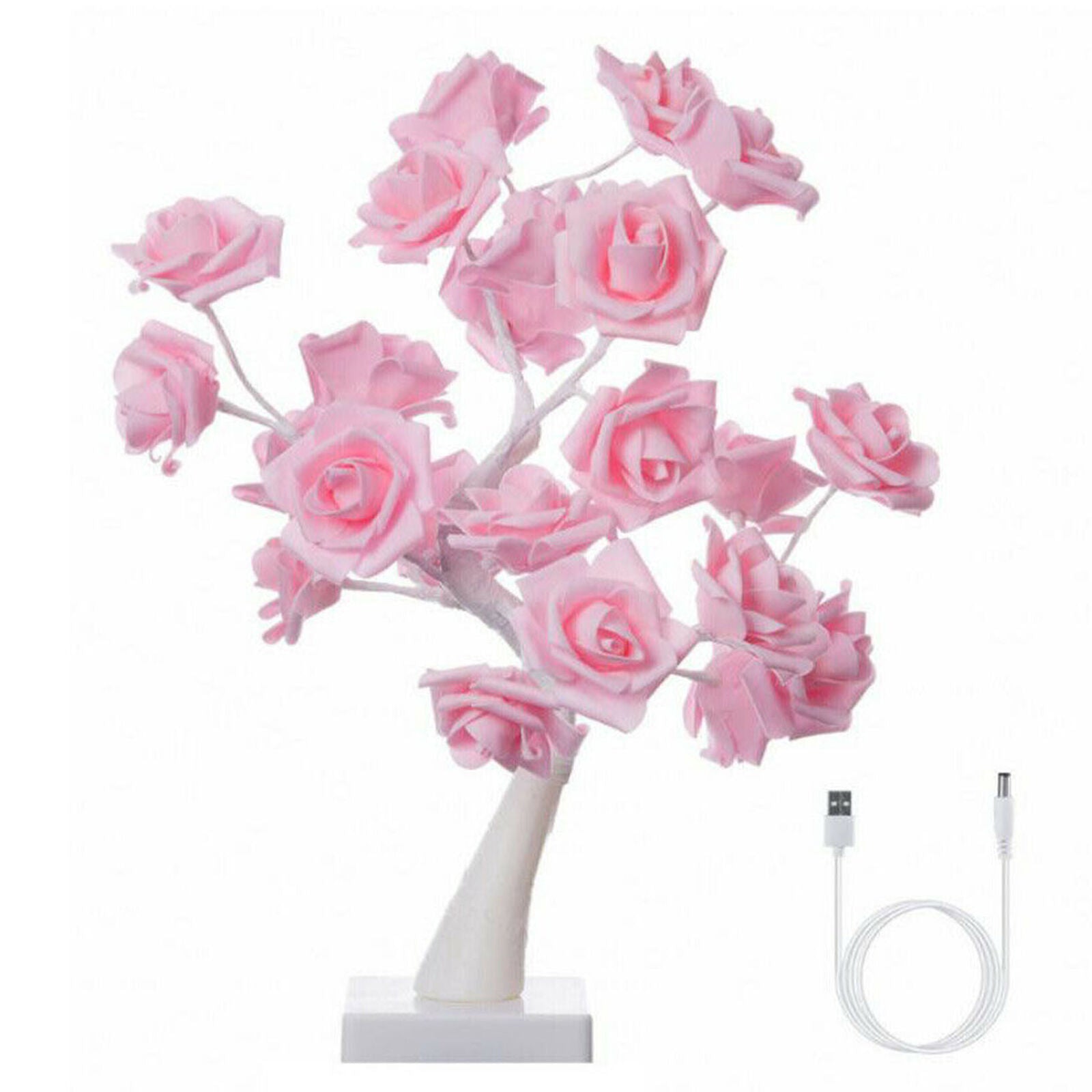 Battery Powered USB LED Rose Flower Fairy Tree Light Home Party Decoration Lamp