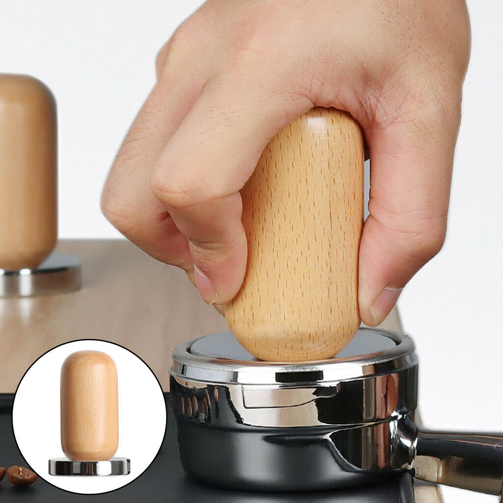 Wooden Grip Espresso Coffee Tamper Barista Coffee Bean Press Hammer Tool