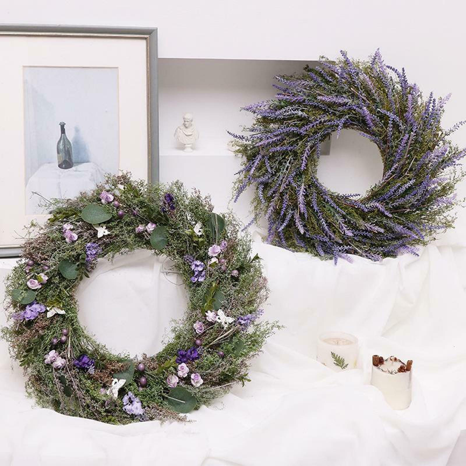 Handmade Hanging Artificial Lavender Flower Wreath Wall Garland Home Decor