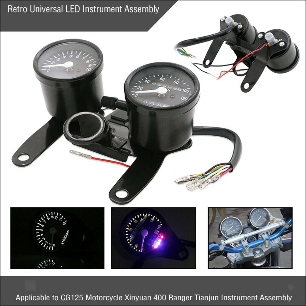 Black Retor ATV LED Backlight Digital Tachometer Speedometer Odometer Gauge