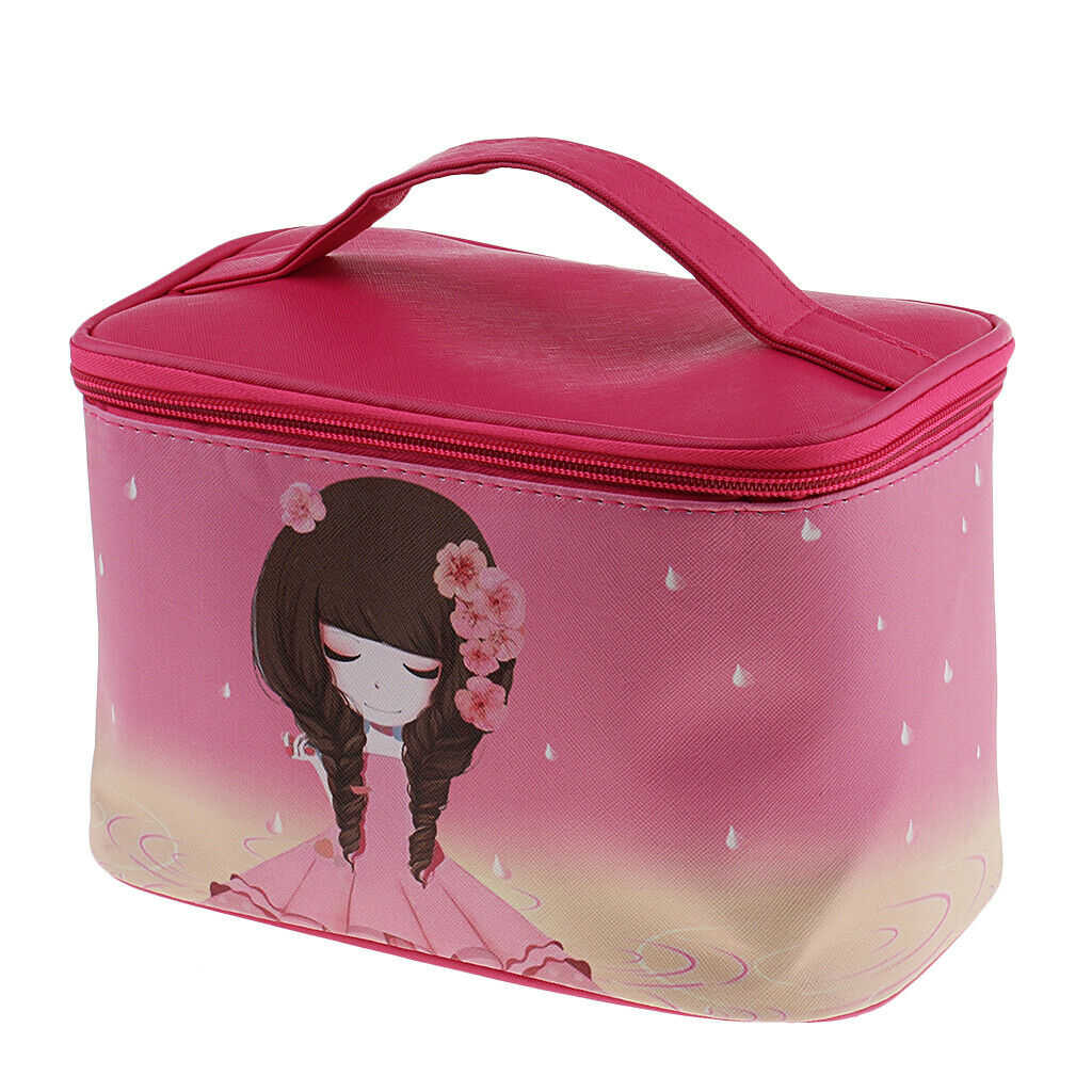Travel Makekup Box Bag Cosmetic Pouch Holder Toiletry Organizer Zip Rose Red