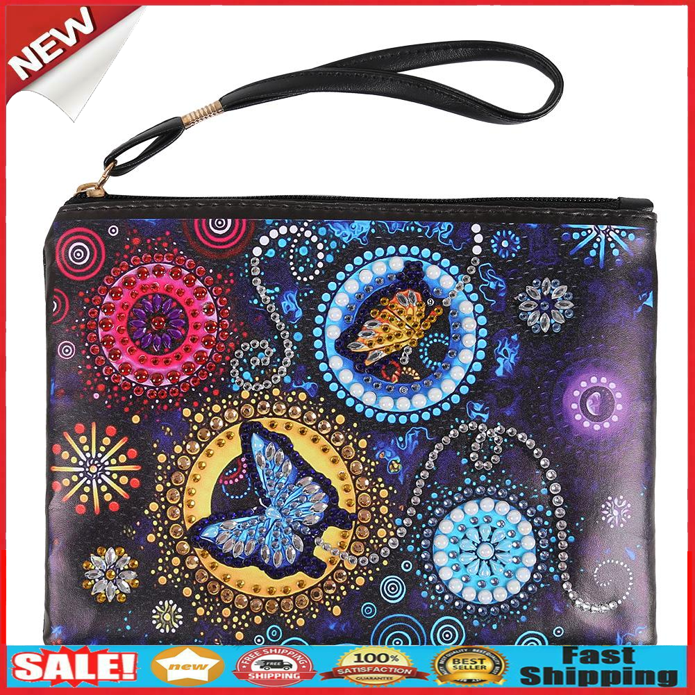 DIY Butterfly Special Shaped Diamond Painting Wristlet Clutch Women Wallet @