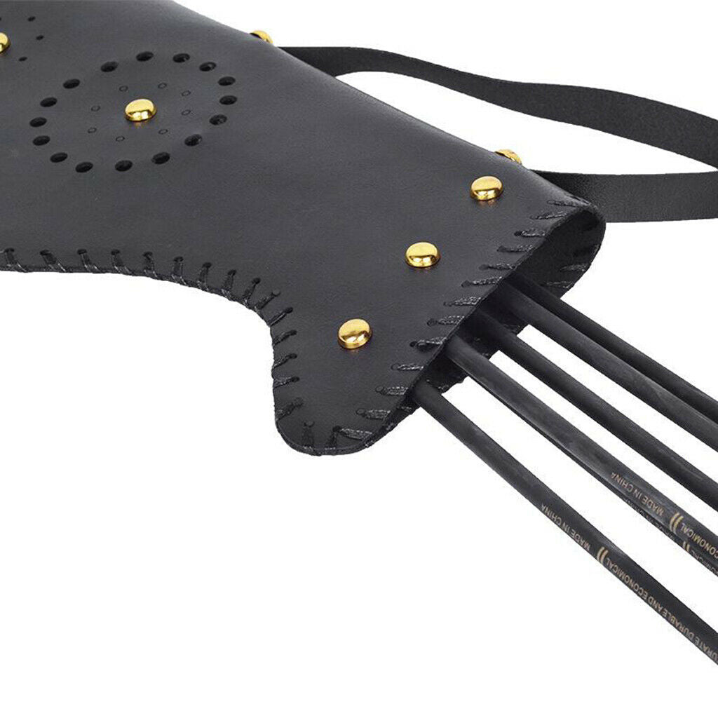Leather Archery Hip Arriw Quiver & Belt Clip Side Hip Holder Bag 18'' Long Black