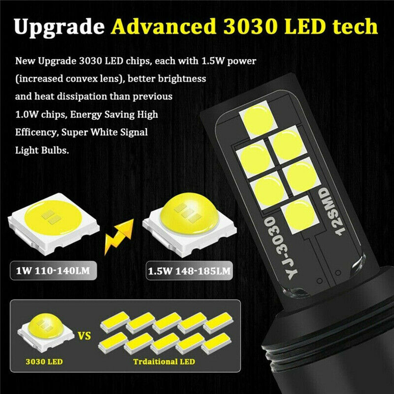 2Pcs 1157 Switchback LED Front Turn Signal Parking DRL Light Bulbs White Lamp