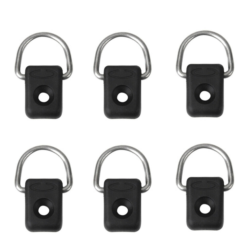 6 Pieces/ Set Black Canoe Kayak D Rings Outfitting Fishing Rigging Bungee Kit