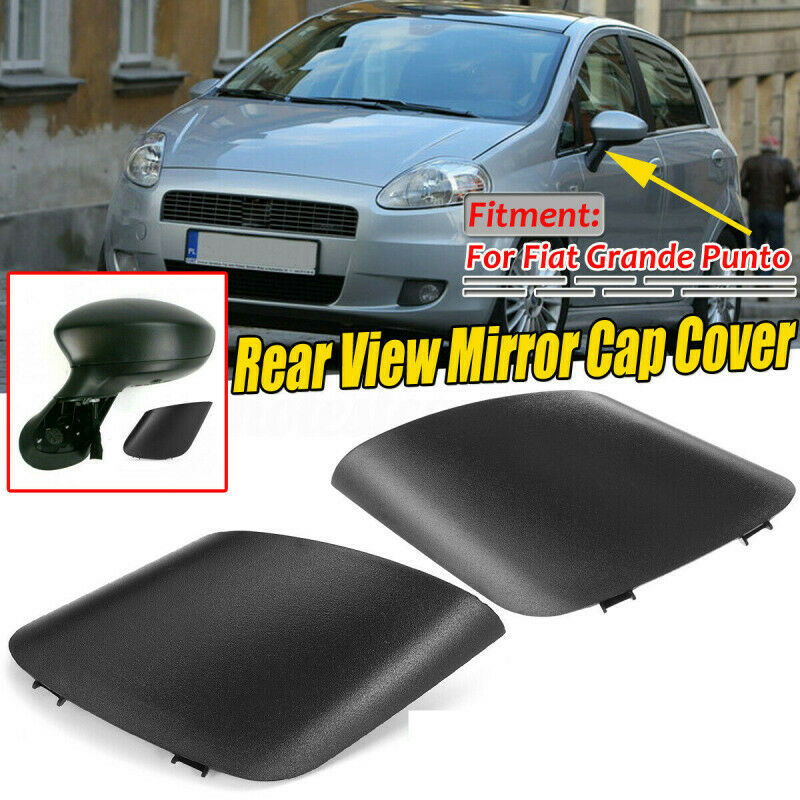 For Fiat Grand Punto Black Car Side Door Rearview Side Mirror Cover Rearview Cap
